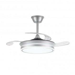 LED fan with retractable blades Miso Evo Mini Silver CCT Dim (46W)