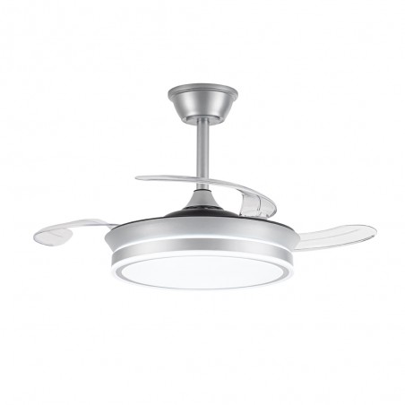 Ventilador LED con aspas retráctiles Miso Mini Evo Plata CCT Dim (46W)