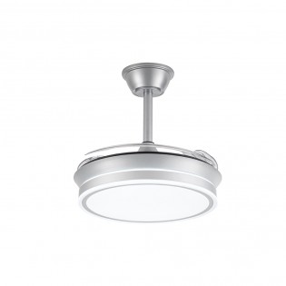 Ventilador LED con aspas retráctiles Miso Mini Evo Plata CCT Dim (46W)