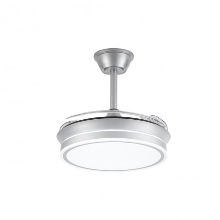 LED fan with retractable blades Miso Evo Mini Silver CCT Dim (46W)