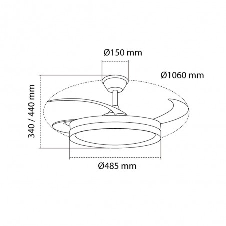 LED fan with retractable blades Nestera Eco White CCT Dim (45W)