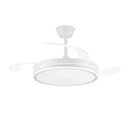 Ventilador LED con aspas retráctiles Miso Evo Blanco CCT Dim (72W)