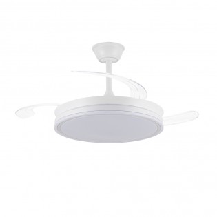 Ventilador LED con aspas retráctiles Miso Evo Blanco CCT Dim (72W)
