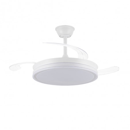 Ventilador LED con aspas retráctiles Miso Evo Blanco CCT Dim (72W)