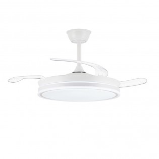 Ventilador LED con aspas retráctiles Miso Evo Blanco CCT Dim (72W)
