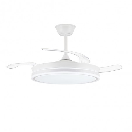 Ventilador LED con aspas retráctiles Miso Evo Blanco CCT Dim (72W)