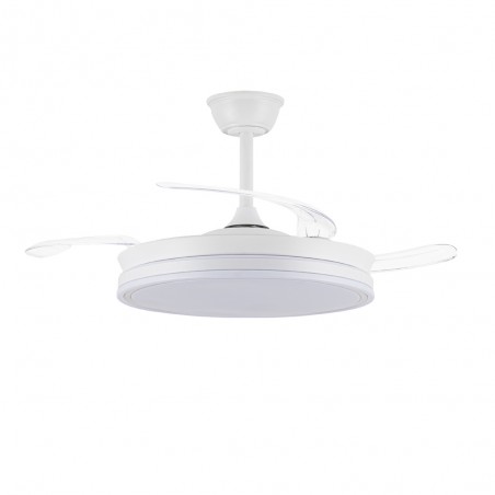 Ventilador LED con aspas retráctiles Miso Evo Blanco CCT Dim (72W)
