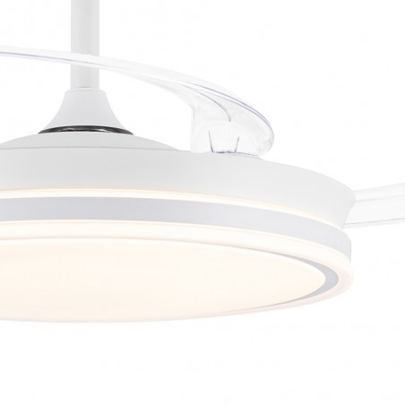 Ventilador LED con aspas retráctiles Miso Evo Blanco CCT Dim (72W)