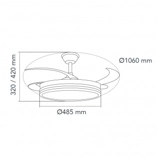 LED fan with retractable blades Miso Evo White CCT Dim (72W)