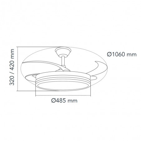 LED fan with retractable blades Miso Evo White CCT Dim (72W)