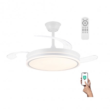 LED fan with retractable blades Miso Evo White CCT Dim (72W)