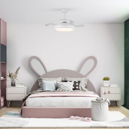 Ventilador LED con aspas retráctiles Miso Evo Mini Blanco CCT Dim (46W)