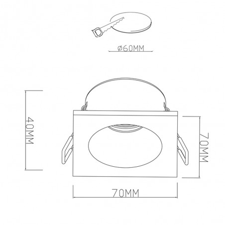 White square recessed light white GU10 PAR11
