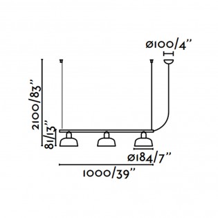 Linear pendant lamp Tatawin S Metal (3 lights)