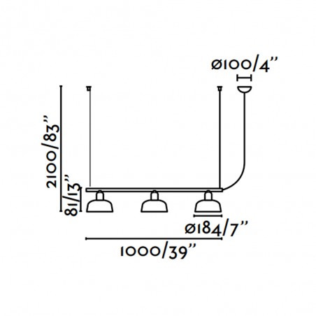 Linear pendant lamp Tatawin S Metal (3 lights)