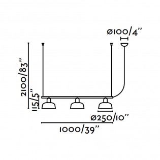 Lámpara colgante lineal Tatawin M Metal (3 luces)