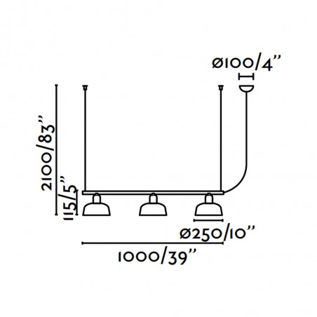 Lámpara colgante lineal Tatawin M Metal (3 luces)