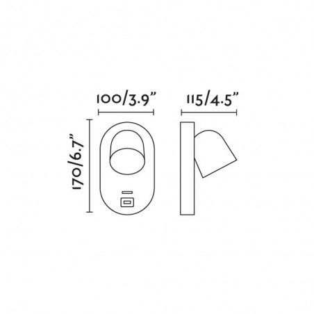 Corb USB reader wall lamp