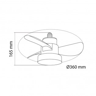 LED Fan E27 Debu Black+Wood CCT Dim (15W)