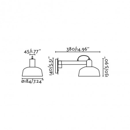Aplique de pared largo Tatawin Metal