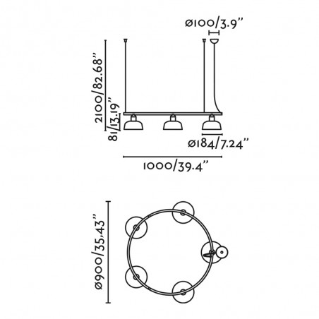 Lámpara colgante Tatawin S Metal (5 luces)