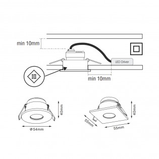 Empotrable de techo LED Tast R (5W)