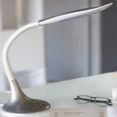 LED Desk Lamp Berli Silver CCT Dim (10W)