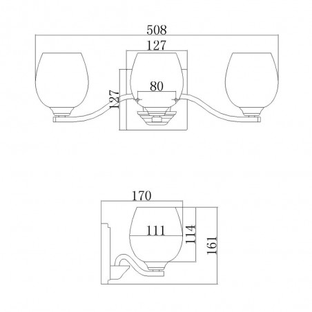 Aplique de pared para baños Kalli (3 luces)