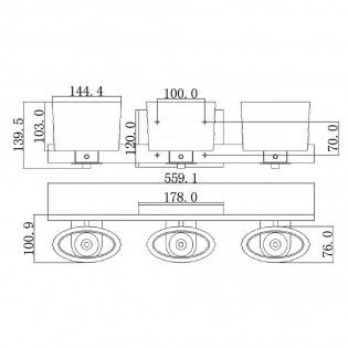 Aplique de pared para baños Seaview (3 luces)