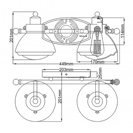 Aplique de pared para baños Scholar (2 luces)
