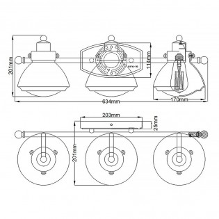 Aplique de pared para baños Scholar (3 luces)