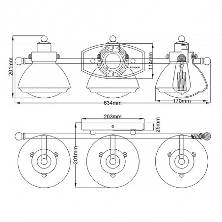 Aplique de pared para baños Scholar (3 luces)