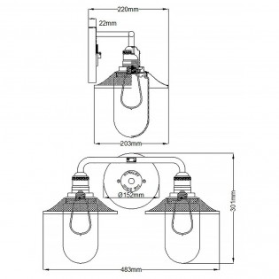 Aplique de pared para baños Rigby (2 luces)