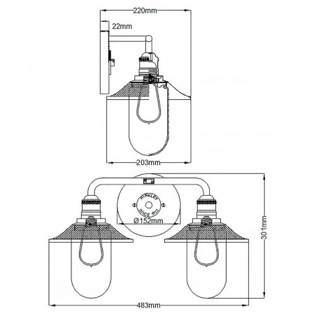 Aplique de pared para baños Rigby (2 luces)