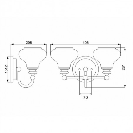 Aplique de pared para baños Ainsley (2 luces)