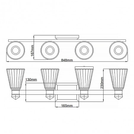 Aplique de pared LED para baños Kayva (4x5.5W)