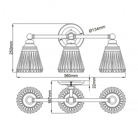 Bathroom's Wall Lamp Keynes (3 lights)