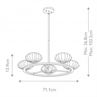 Lámpara colgante para baños Pim (5 luces)