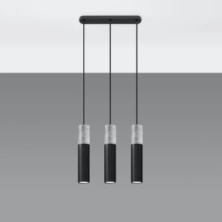 Nivoto black pendant lamp, 3 lights