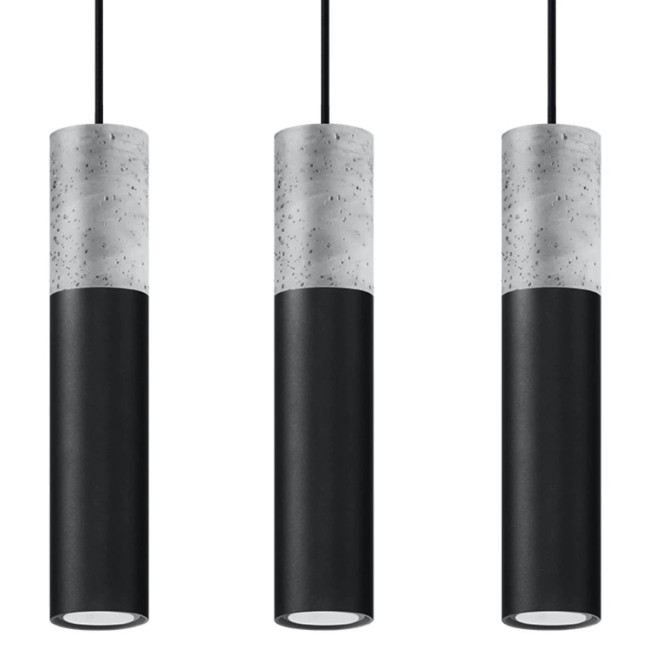Nivoto black pendant lamp, 3 lights