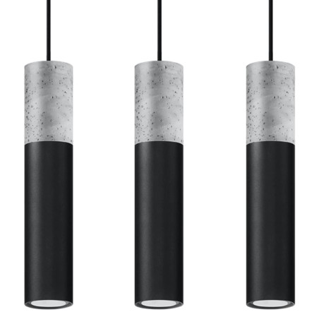 Nivoto black pendant lamp, 3 lights