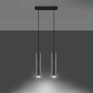 Pendant lamp model Nezo grey with 2 lights in concrete