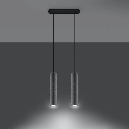 Pendant lamp model Nezo grey with 2 lights in concrete