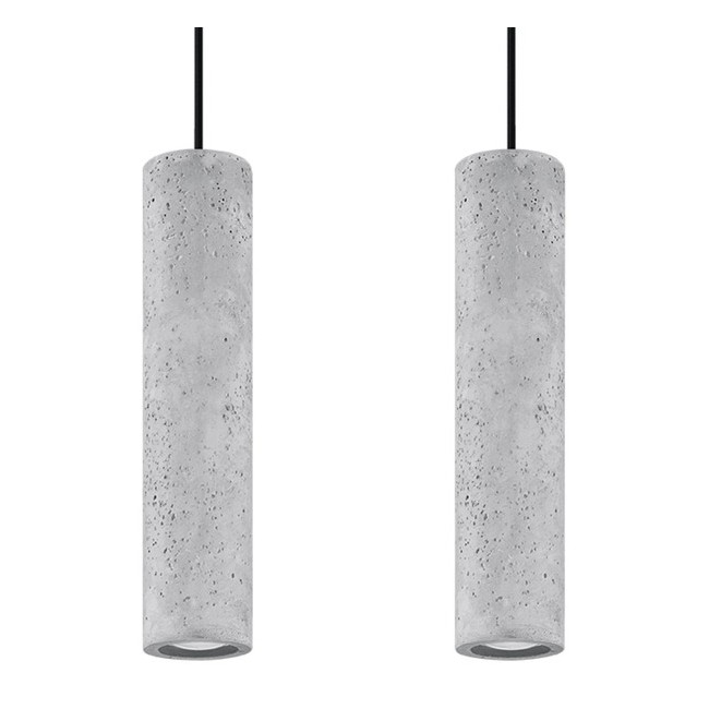 Pendant lamp model Nezo grey with 2 lights in concrete