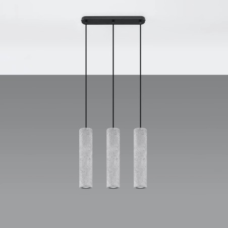 Pendant lamp model Nezo grey with 3 lights in concrete