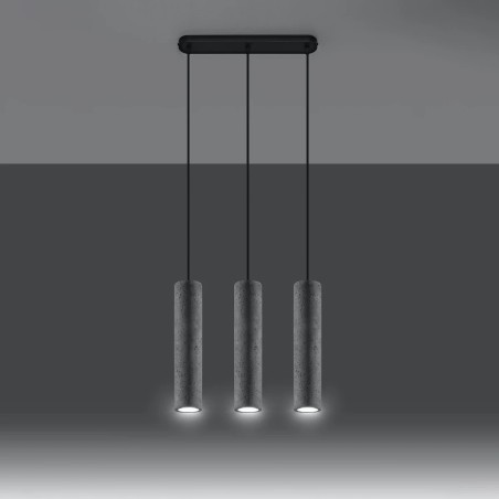 Pendant lamp model Nezo grey with 3 lights in concrete