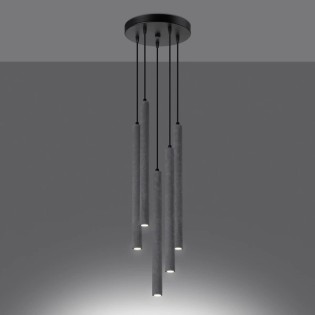 Vacu 5-light pendant lamp, cement