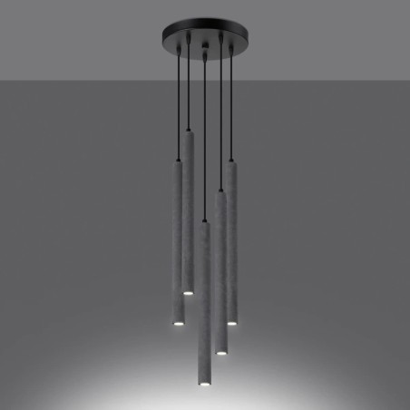 Vacu 5-light pendant lamp, cement