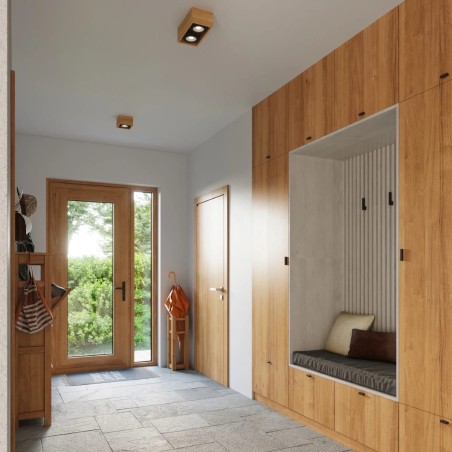 Surface spotlight Eaxa 2 lights, natural wood