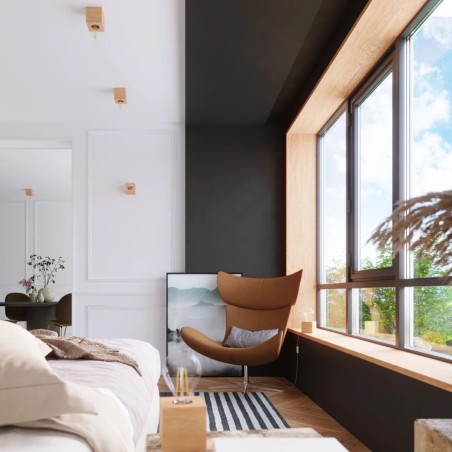 Surface spotlight Sorel, natural wood